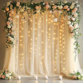 Tulle Backdrop Curtains with Lights String 10FT X 8FT Champagne Sheer Curtain by Fomcet