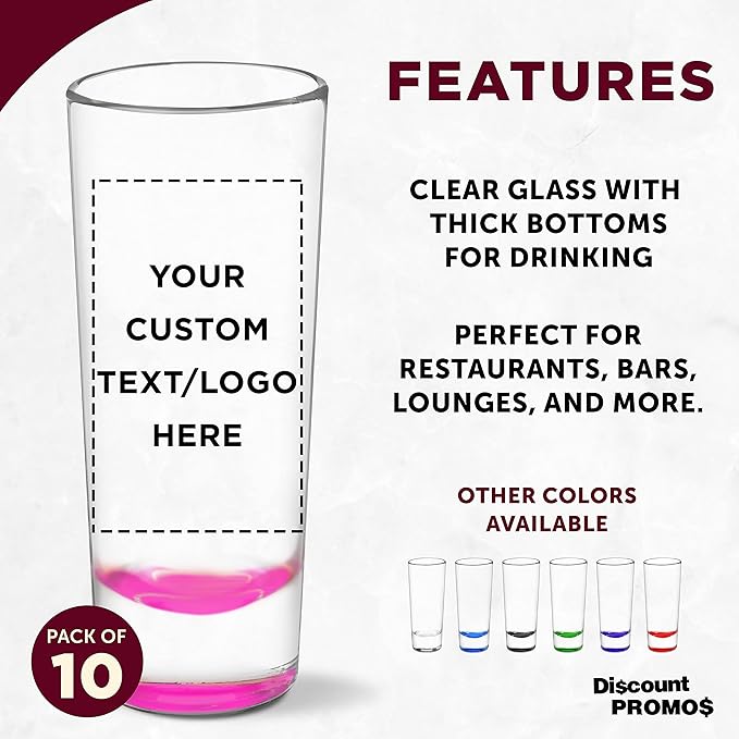 Custom Cordial Shooter Shot Glasses 2 oz. Set of 10, Personalized Bulk Pack - Image 2