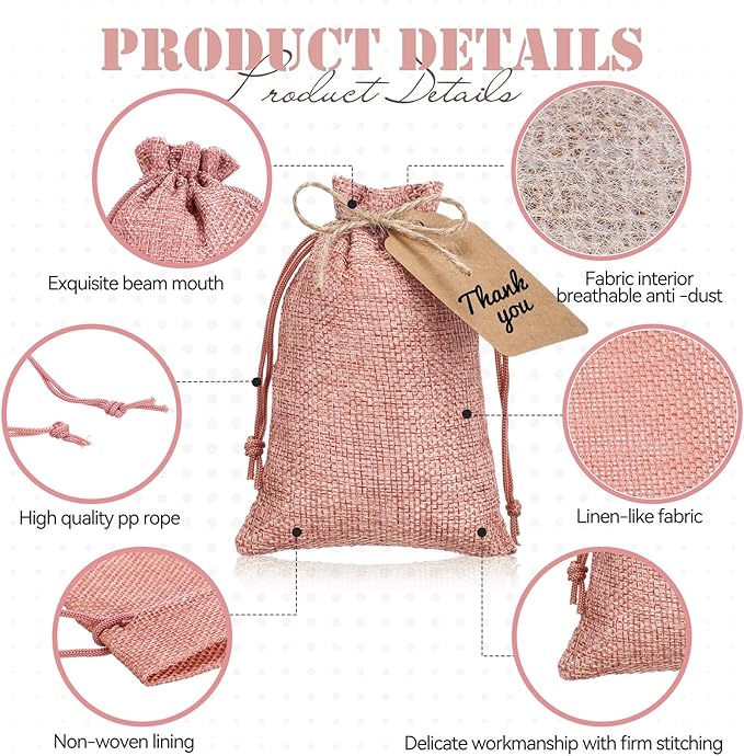 Woanger 100 Pcs Burlap Gift Bags - Image 2