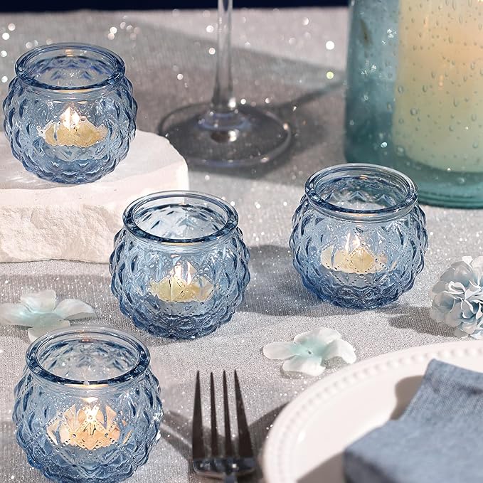 DARJEN 48Pcs Blue Round Candle Holders - Image 3