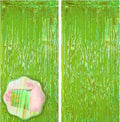 2 Pack 3.3x8.2 Feet Neon Green Foil Fringe Backdrop Curtains, Tinsel Streamers by Voircoloria