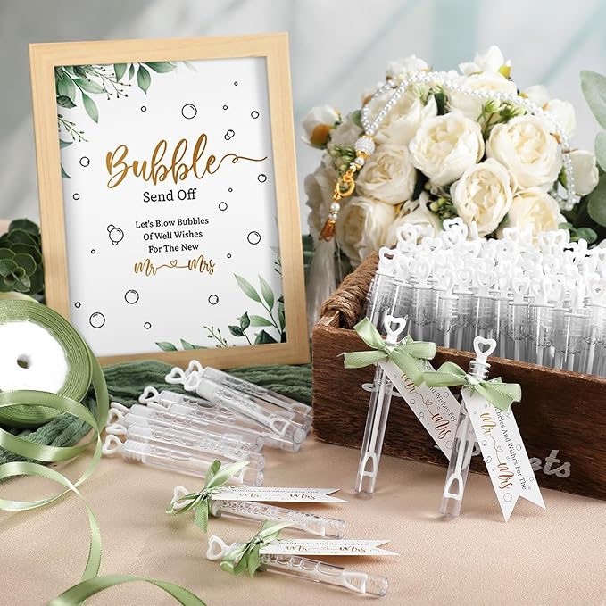 405 Pcs Wedding Bubbles Wands Set Include Heart Bubble Wands Bubbles Send Off - Image 2
