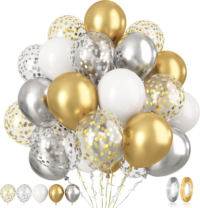 Paready Gold and Silver Latex Balloons by Paready
