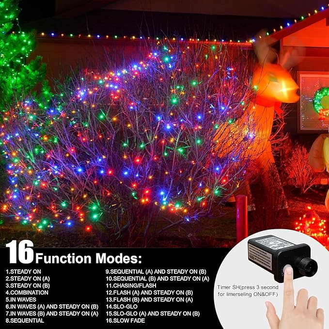 LAMPHOME Colorful String Lights, 66 ft 200 LED Pastel Easter Lights 11 Modes - Image 7