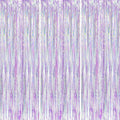 Iridescent Party Backdrop 3Packs, Transparent Tinsel Foil Fringe Curtain by Voircoloria