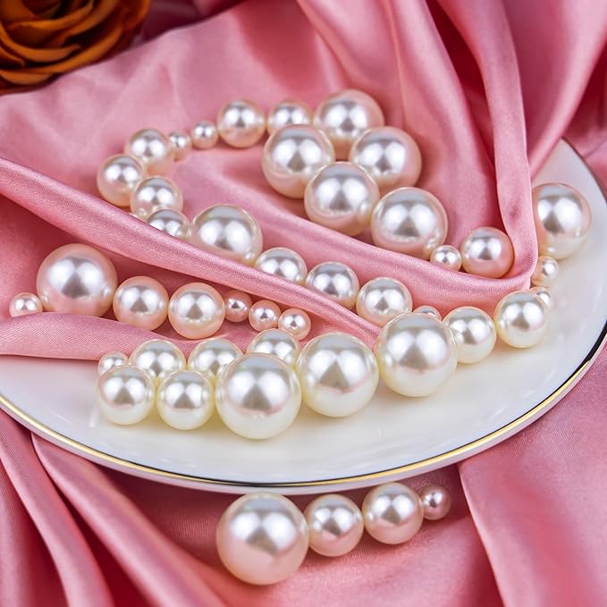 300Pcs Cream Polished No Hole Faux Pearl Beads - Image 5