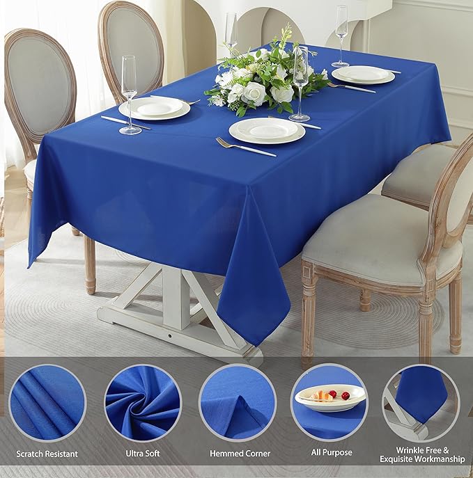 Craft And Party Rectangle Tablecloth, 70 x 108 Inch Royal Blue Tablecloth - Image 2