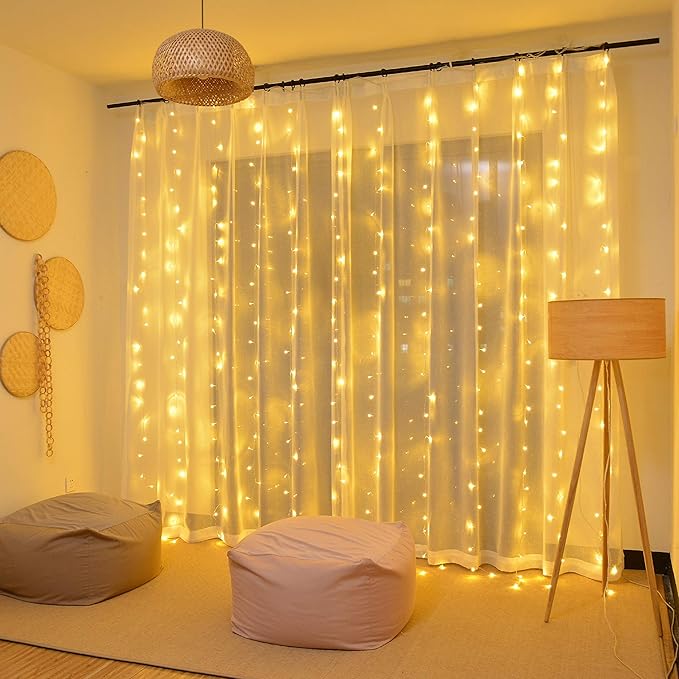YEOLEH String Lights Curtain, 7.9 x 5.9Ft 144LEDs USB Powered Fairy Lights - Image 4