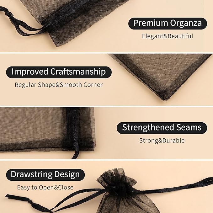 50 Pcs Organza Bags 4x6 Inch, Small Mesh Bags Drawstring Candy Bag - Image 3