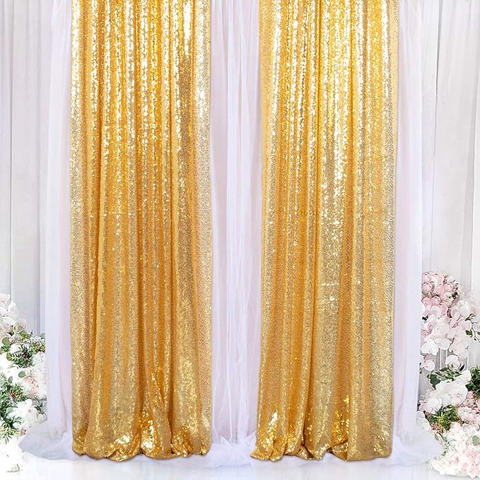 ShinyBeauty 4-Pack Sequin Photo Backdrop Curtains 2x8FT - Image 2