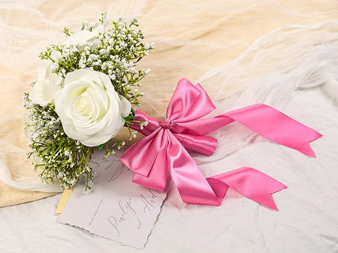 Hot Pink Satin Ribbon 1-1/2 inch X Continuous 100 Yards, Single Face Polyester - Image 6