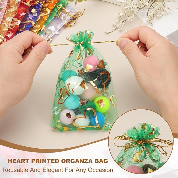 PATIKIL 50 Pcs 4x6 Inch Heart Printed Organza Bags - Image 4