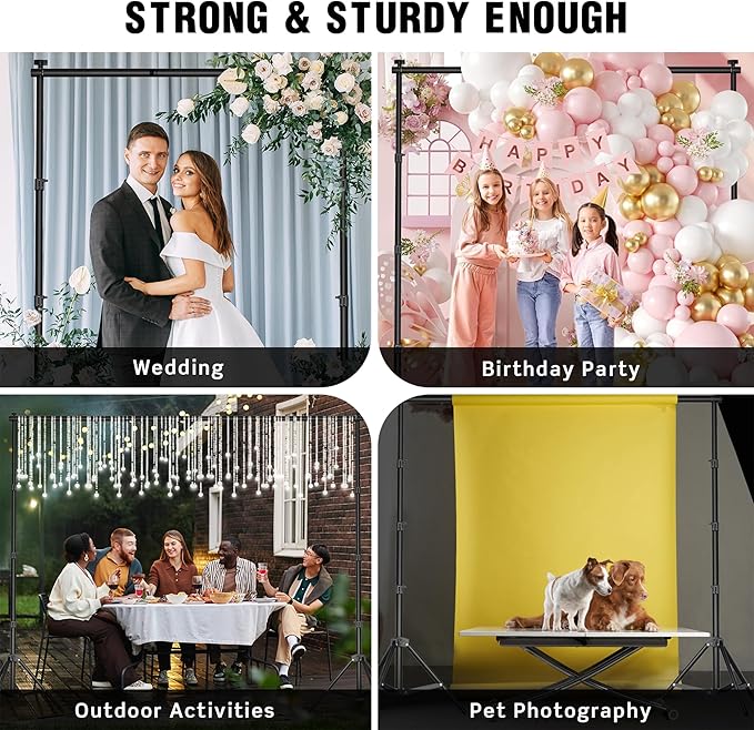 Backdrop Stand 10 x 7.5 FT for Photography Studio, Adjustable Photo Backdrop - Image 7