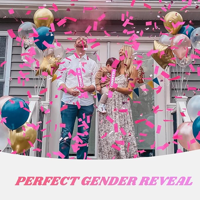 Confetti Cannon Pink Biodegradable Confetti Poppers 12Pack Party Poppers - Image 7