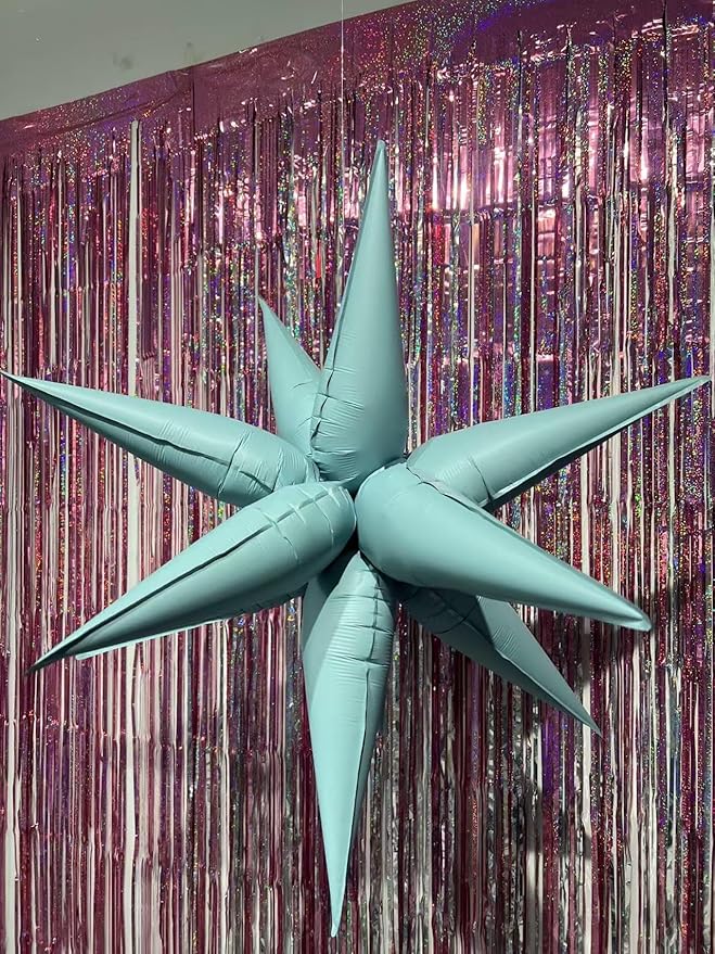 3pcs 26inch 3D matte blue Explosion Star foil balloon, matte blue Foil Cone - Image 5