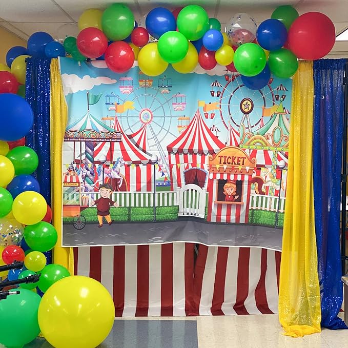 Red Blue Yellow Green Balloon Set, 12 Inch Carnival Circus Party Balloon Red - Image 5