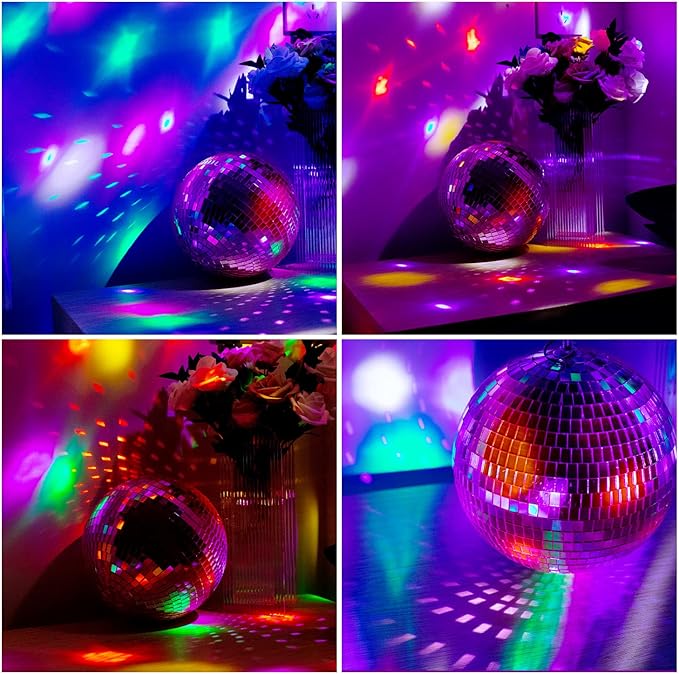 Mirror Disco Ball Decor with Hanging Ring 8" Large Pink Disco Ball Ornament - Image 6