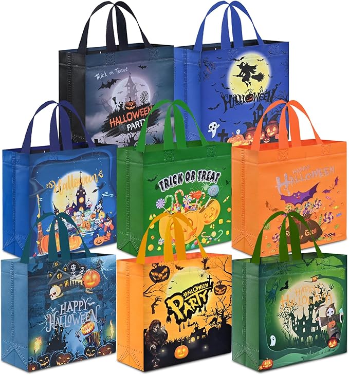 AhfuLife 8 Pcs Halloween Trick or Treat Bags, Candy Tote Bags by AhfuLife