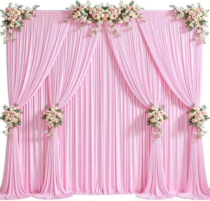 40ft x 12ft Light Pink Backdrop Curtains Wrinkle Free Backdrop Curtain - Image 9