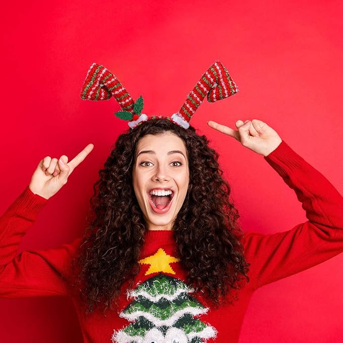 URATOT 9 Pack Creative Holiday Headbands Christmas Party Costume Headwear Elves - Image 6
