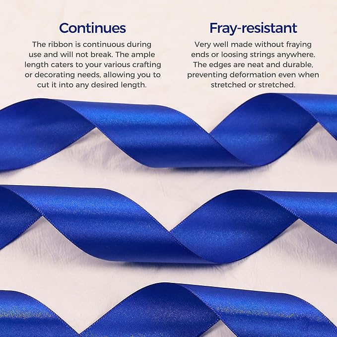 Royal Blue Satin Ribbon 1/4 inch X Continuous 100 Yards, Single Face Polyester - Image 4