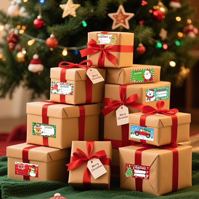 500 PCS Christmas Gift Tags, Christmas Name Tags Stickers Roll, Self-Adhesive - Image 3