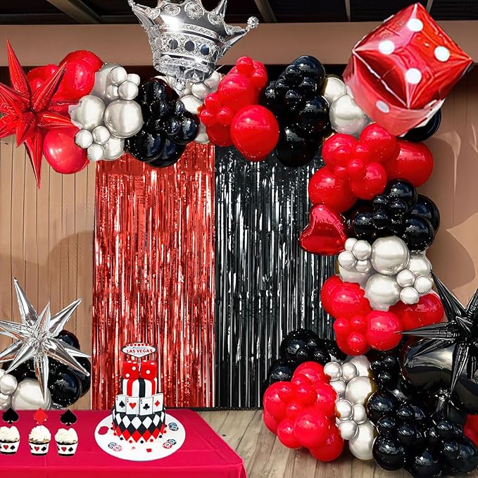 BEISHIDA 4 Pcs Red and Black Door Streamers Foil Curtain Red and Black Party - Image 3