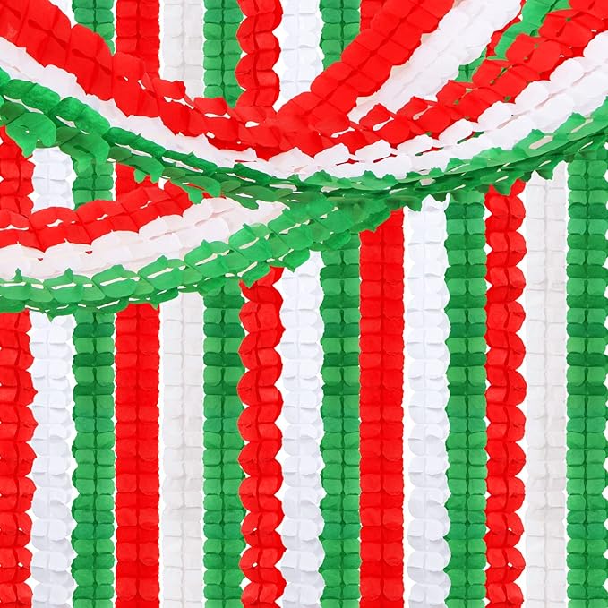 Red-Green White Party-Decorations Christmas Streamers-Garland - Image 5