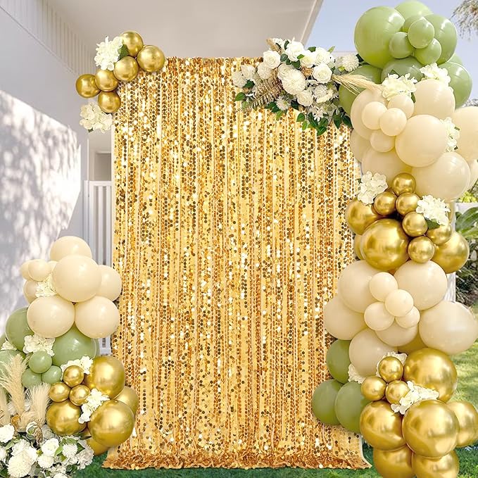 Big Payette Sequin Backdrop 4ftx8ft Gold Shimmer Backdrop Curtains Glitter - Image 2