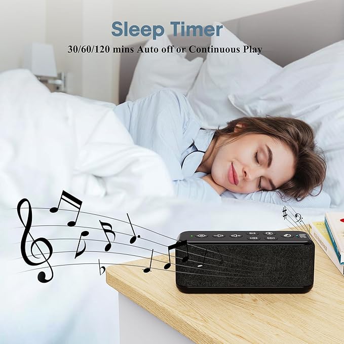 Sound Machine with Bluetooth, Wireless Rechargeable White Noise Machine - Image 4