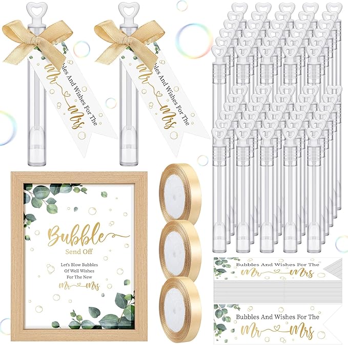 405 Pcs Wedding Bubbles Wands Set Include Heart Bubble Wands Bubbles Send Off by Gemscream