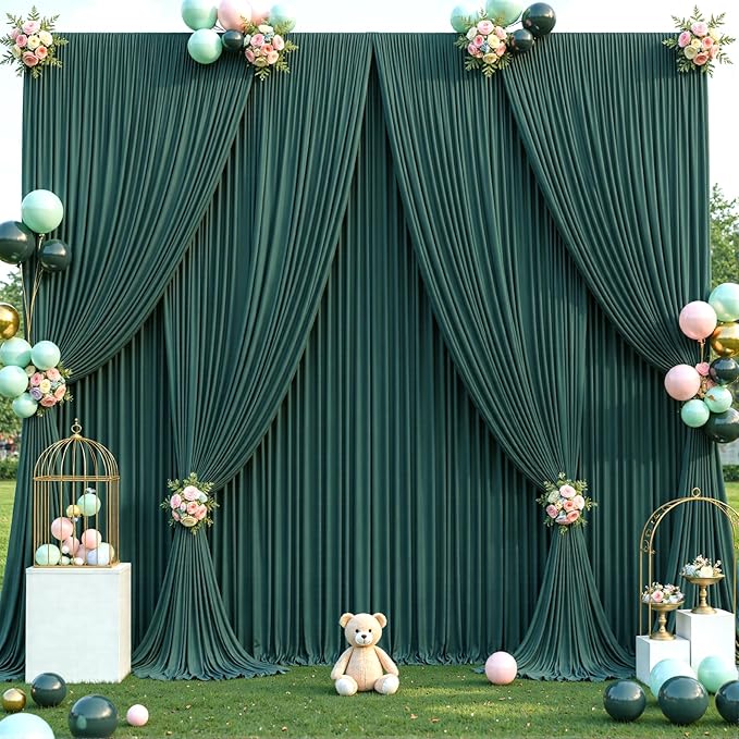 20ft x 12ft Emerald Green Backdrop Curtains Wrinkle Free Backdrop Curtain - Image 9