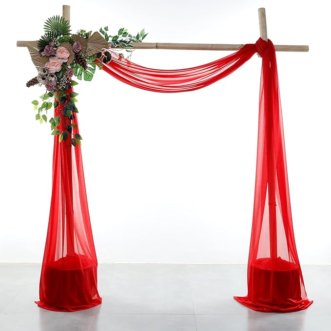 VDS Pack of 1 Panel Wedding Arch Draping Fabric Sheer Chiffon Fabric Drapery by VDS