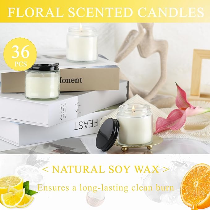 ACITHGL 36 Pcs 4oz Mini Mason Jar Candles Small Scented Candles Bulk - Image 4