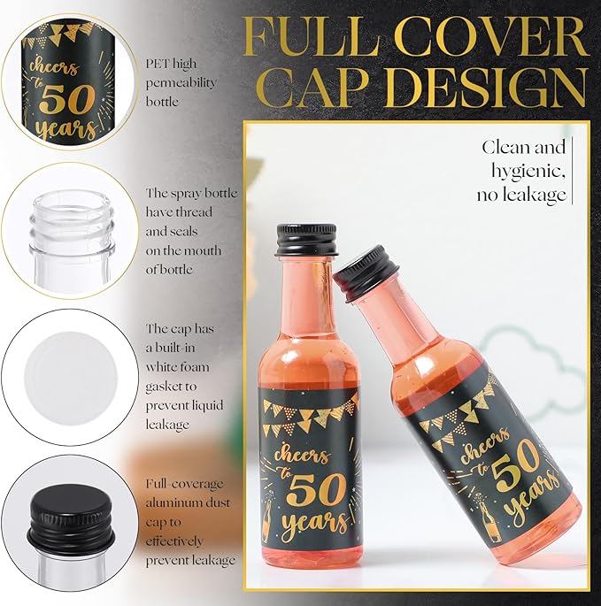 Vesici 50 Pack Mini Liquor Bottles 1.7oz Shot Mini Wine and Champagne Bottle - Image 3
