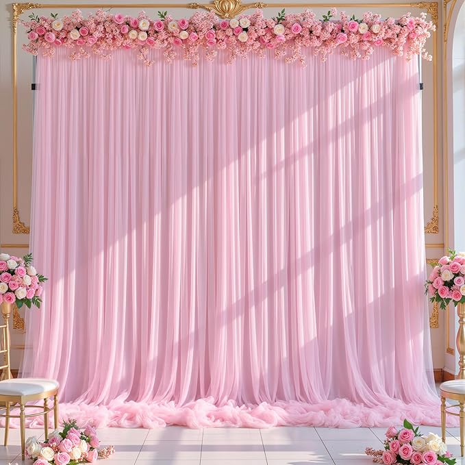 Baby Pink Tulle Backdrop Curtain - Image 5
