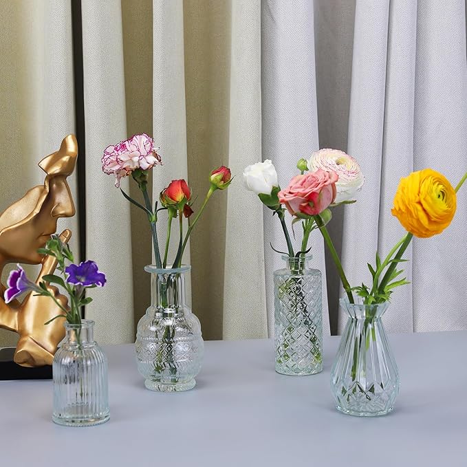 12 Pcs Small Glass Bud Vase Set of，Mini Vintage Vases in Bulk - Image 4