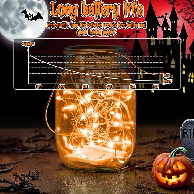 TingMiao Halloween Orange Fairy Lights Battery Operate, 7.2ft 20 LEDs String - Image 4