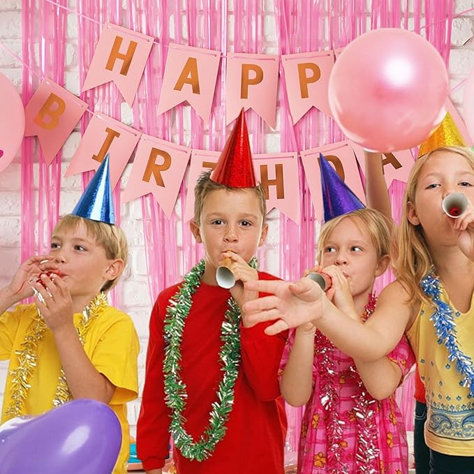 20 Pack Party Backdrop Decorations Pink Tinsel Curtain Party Backdrop Foil - Image 2