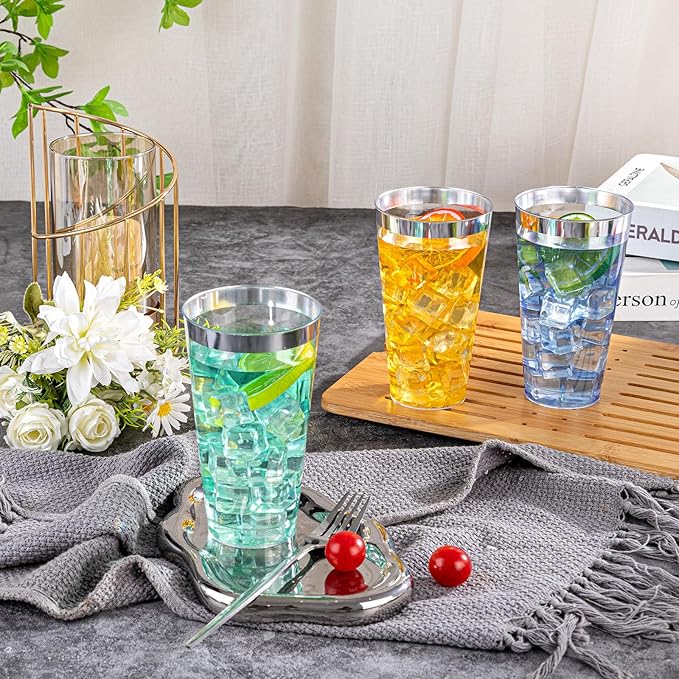 I00000 16 oz Silver Plastic Cups, 100 Pack Clear Plastic Cups, Heavy-duty - Image 6