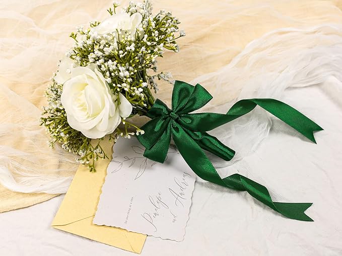Green Satin Ribbon 1 inch X Continuous 100 Yards, Single Face Polyester Ribbon - Image 6