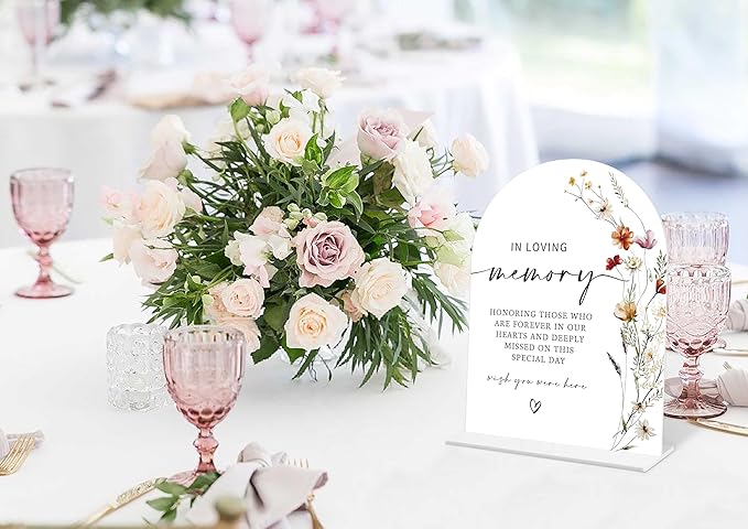 Boho Floral In Loving Memory Sign, 6 x 8 Inch White Arch Acrylic Wedding Sign - Image 5