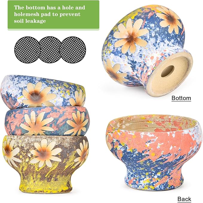 Sungmor Small Succulent Planters Set of 3, Beautiful Hand Crafted Ceramic Plant - Image 5