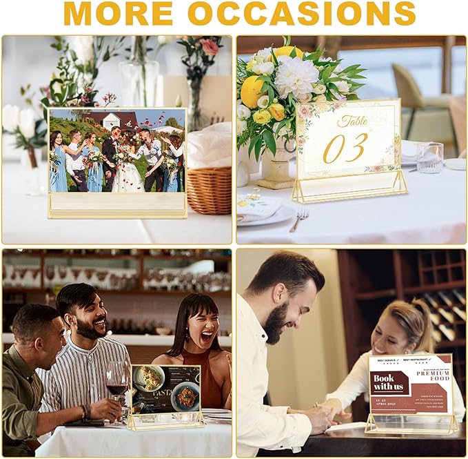 EHWINE 4 Pack Acrylic Sign Holder 8.5 x 11 Horizontal, Double-Sided Stand up - Image 6