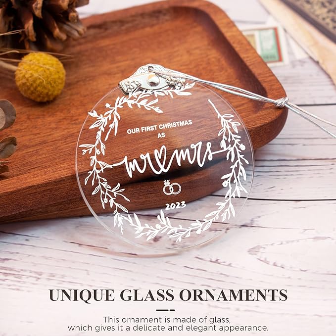 First Christmas Married Ornament 2023 Glass Wedding Keepsake Gift Box - Image 3