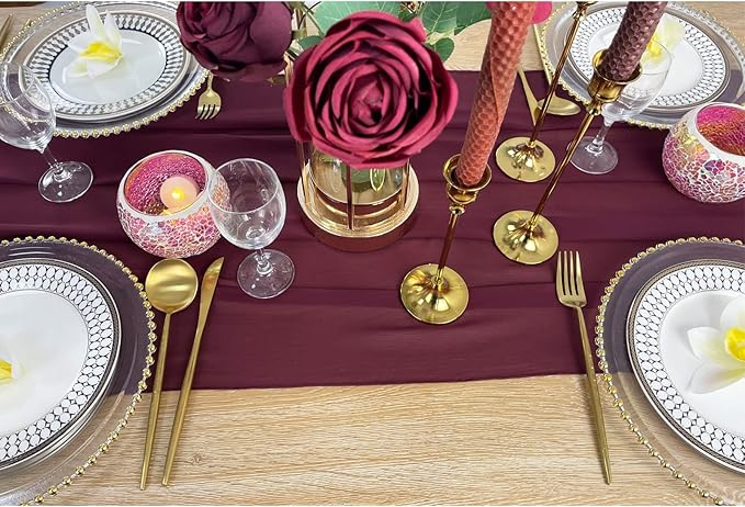 EHLDekol 10ft Chiffon Table Runners 29x120 inches Romantic Sheer Wedding Table - Image 3