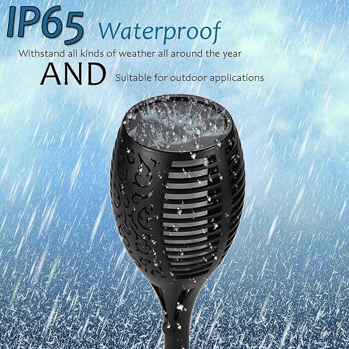 Solar Tiki Torch 43" with Flickering Flame, 99 LED Outdoor Waterproof Solar - Image 4