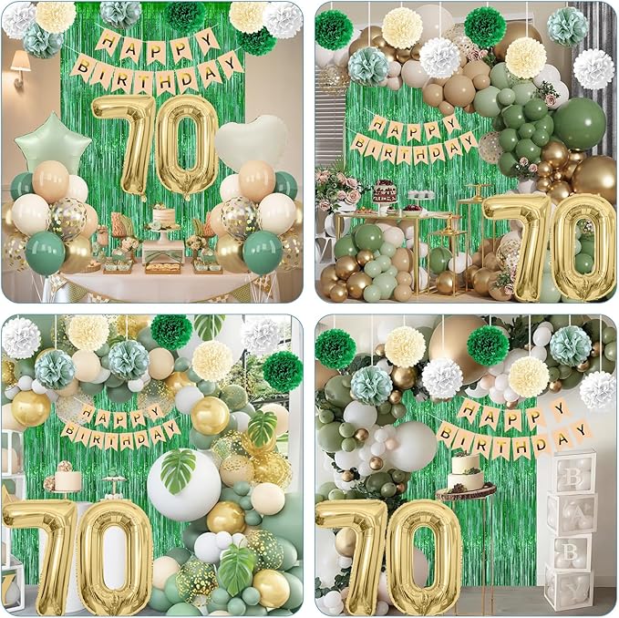 Sage Green 70th Birthday Decorations - Image 5