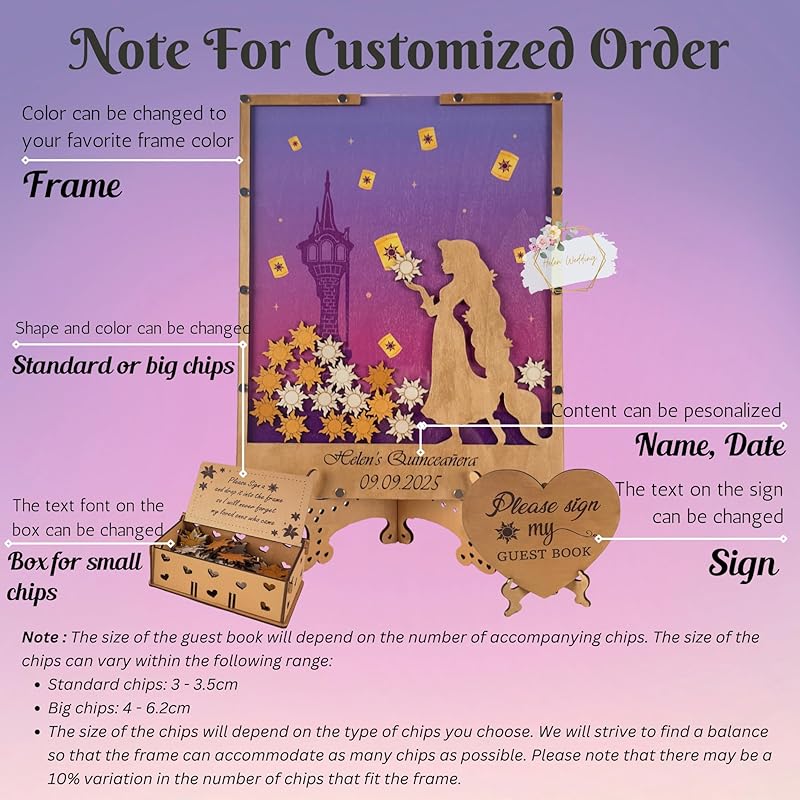 Princess Guest Book Alternative | Quinceañera Sweet XV Wooden Dropbox Frame - Image 7