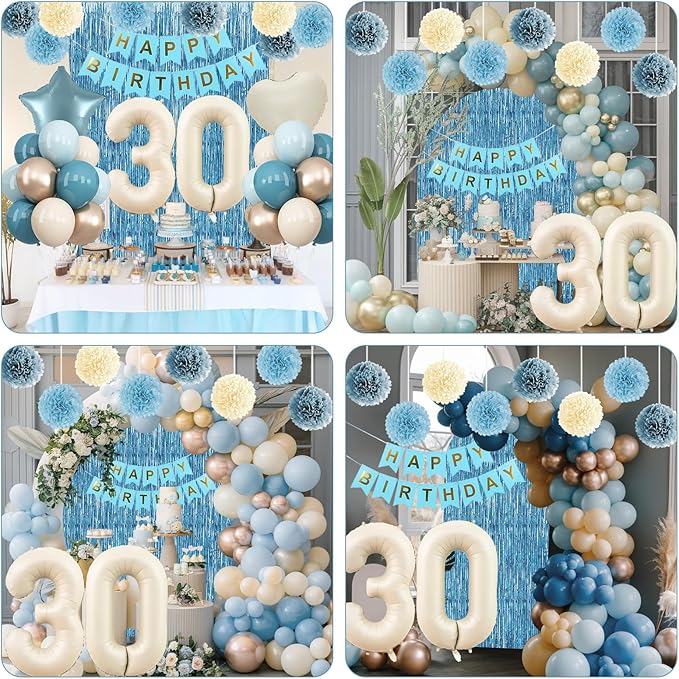 Dusty Blue 30th Birthday Party Decorations - Image 7